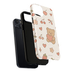 Teddy Berry Cozy Strawberry Pattern iPhone Case with MagSafe