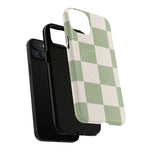 Sage Checkerboard Tough iPhone Case - Compatible with MagSafe - Shamo's