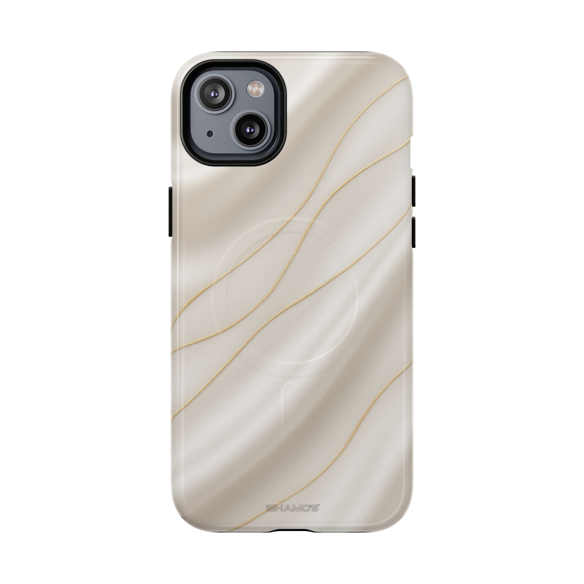 White Silk Gold Luxury iPhone Case with MagSafe - iPhone 14 Plus / Glossy - Shamo's #iphone-14-plus