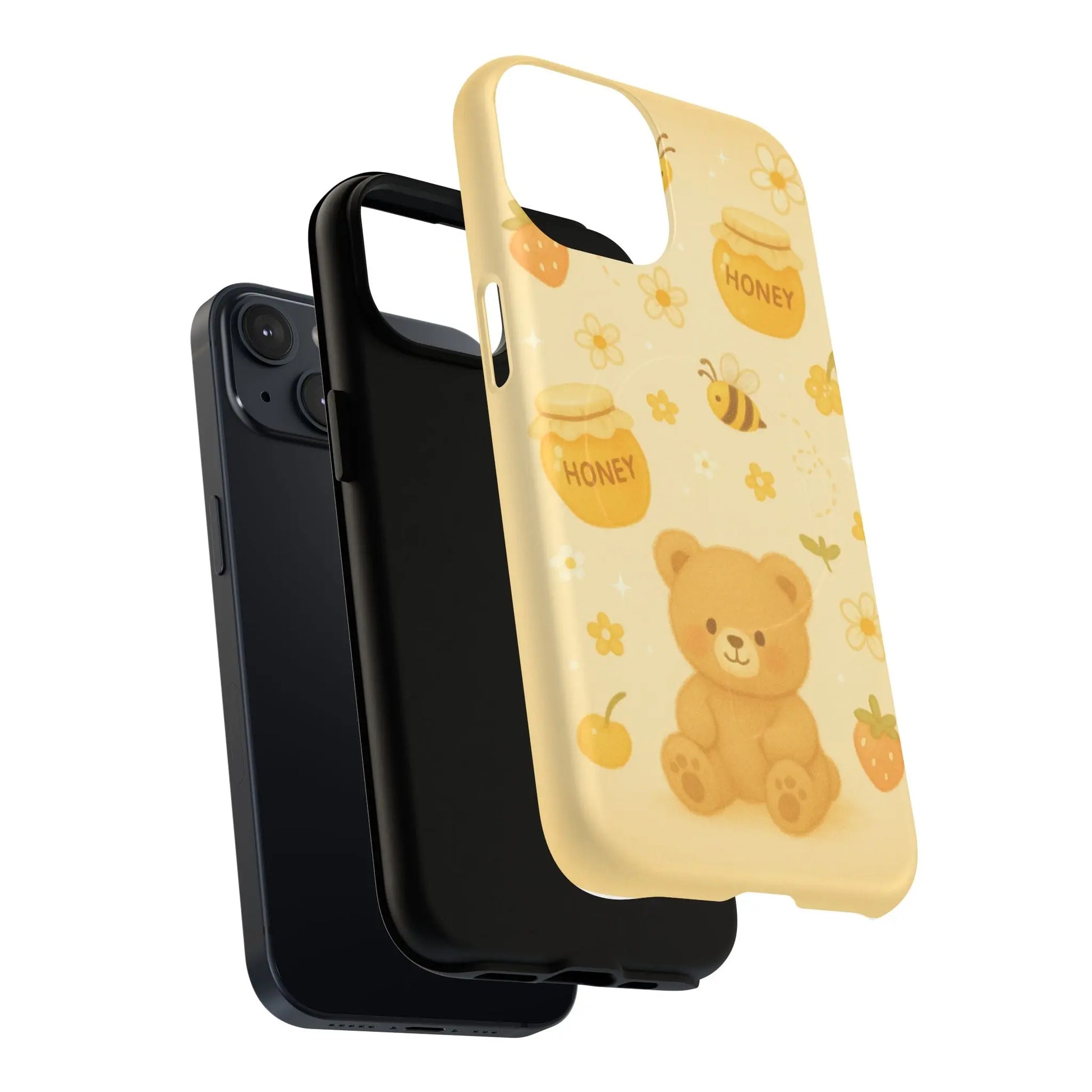 Cute Honey Teddy Bear iPhone Case — Yellow Bee & Honey Pot Design with MagSafe  Shamo's
