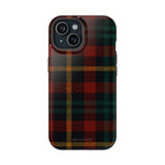 Funda para iPhone resistente a impactos con diseño de cuadros escoceses rojos y verdes con MagSafe