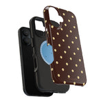 Polka Dot iPhone Case — Brown & Cream MagSafe Protective Cover
