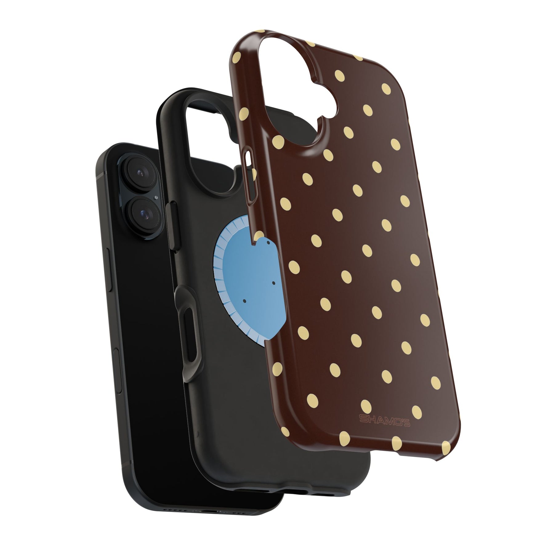 Polka Dot iPhone Case — Brown & Cream MagSafe Protective Cover