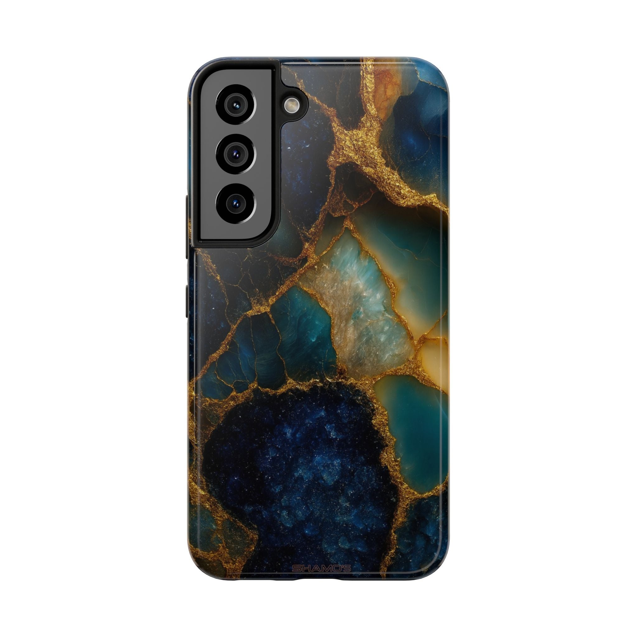 Blue Gold Agate Tough Phone Case Marble Stone Design - Samsung Galaxy S22 - Shamo's