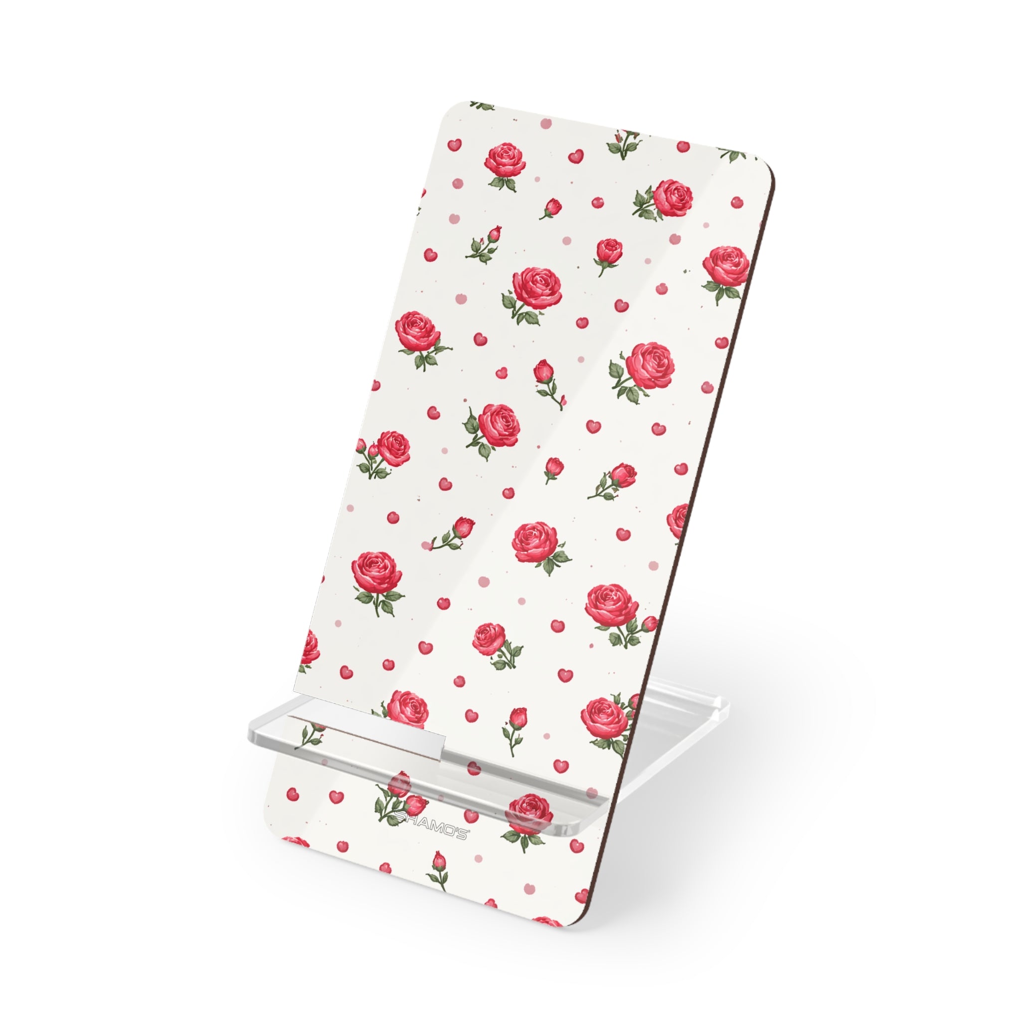 Floral Rose Pattern Phone Stand — Foldable Mobile Display Stand