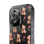 Romantic Teddy Bear Impact-Resistant Phone Case with Heart Design