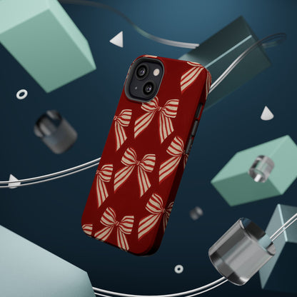 Holiday Red Bow iPhone Case — Impact‑Resistant iPhone Cover with MagSafe compatibility