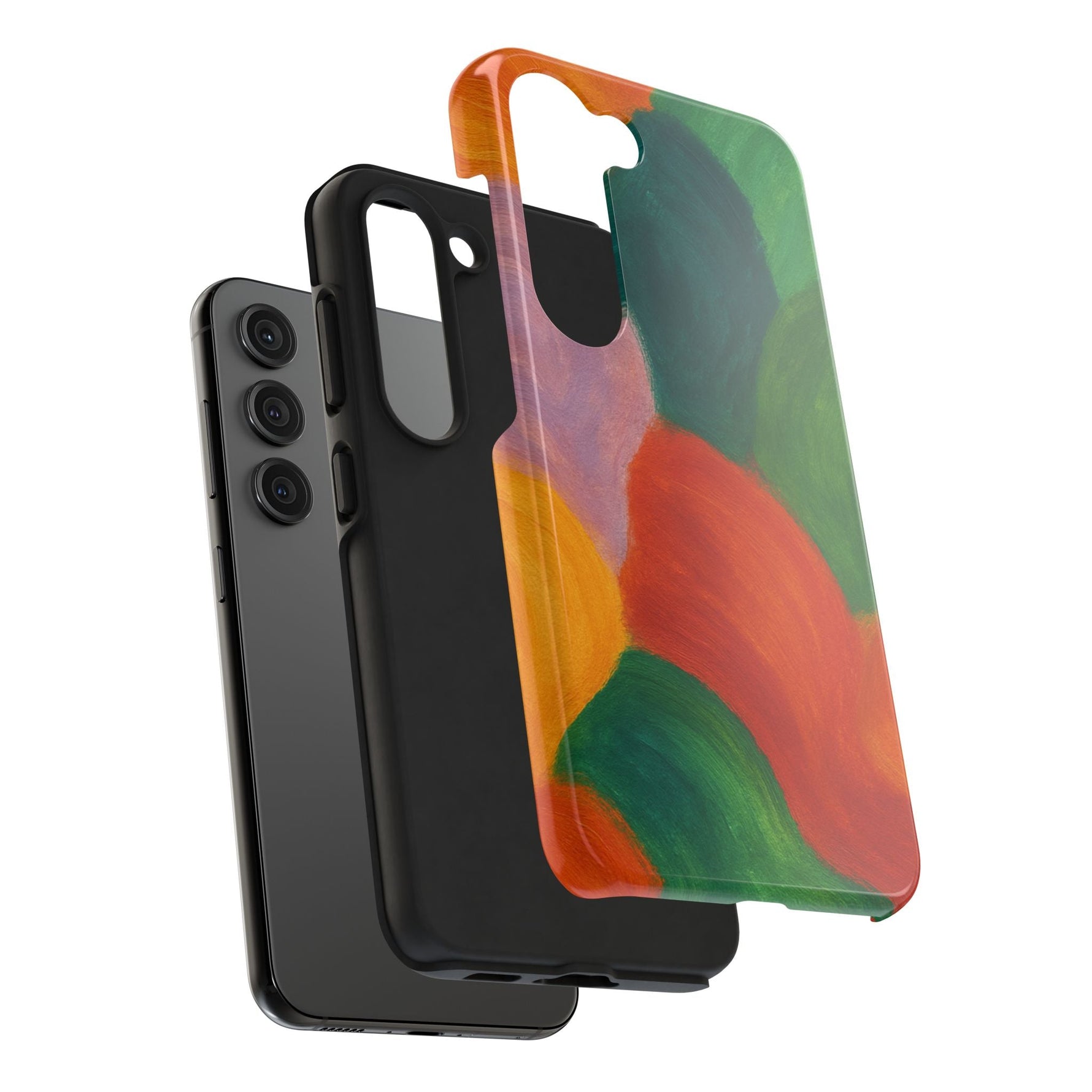 Abstract Color Wave Tough Phone Case — Bold Orange & Green Protective Phone Cover  Shamo's