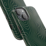 Topographic Green Magnetic Impact-Resistant iPhone Case | MagSafe compatible  Shamo's