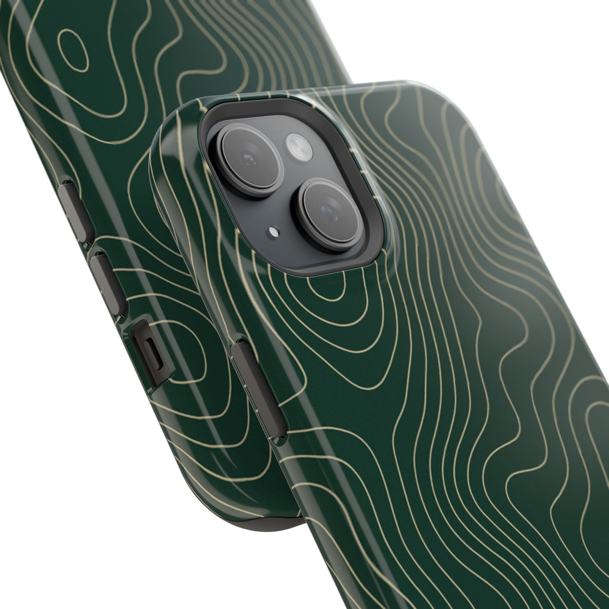 Topographic Green Magnetic Impact-Resistant iPhone Case | MagSafe compatible  Shamo's