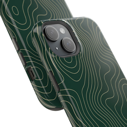 Topographic Green Magnetic Impact-Resistant iPhone Case | MagSafe compatible  Shamo's