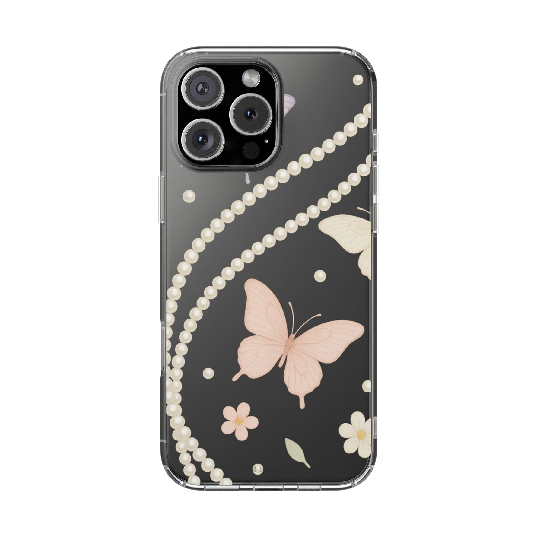 Butterfly Pearl Impact-Resistant Clear iPhone Case - iPhone 16 Pro Max / Without gift packaging - Shamo's