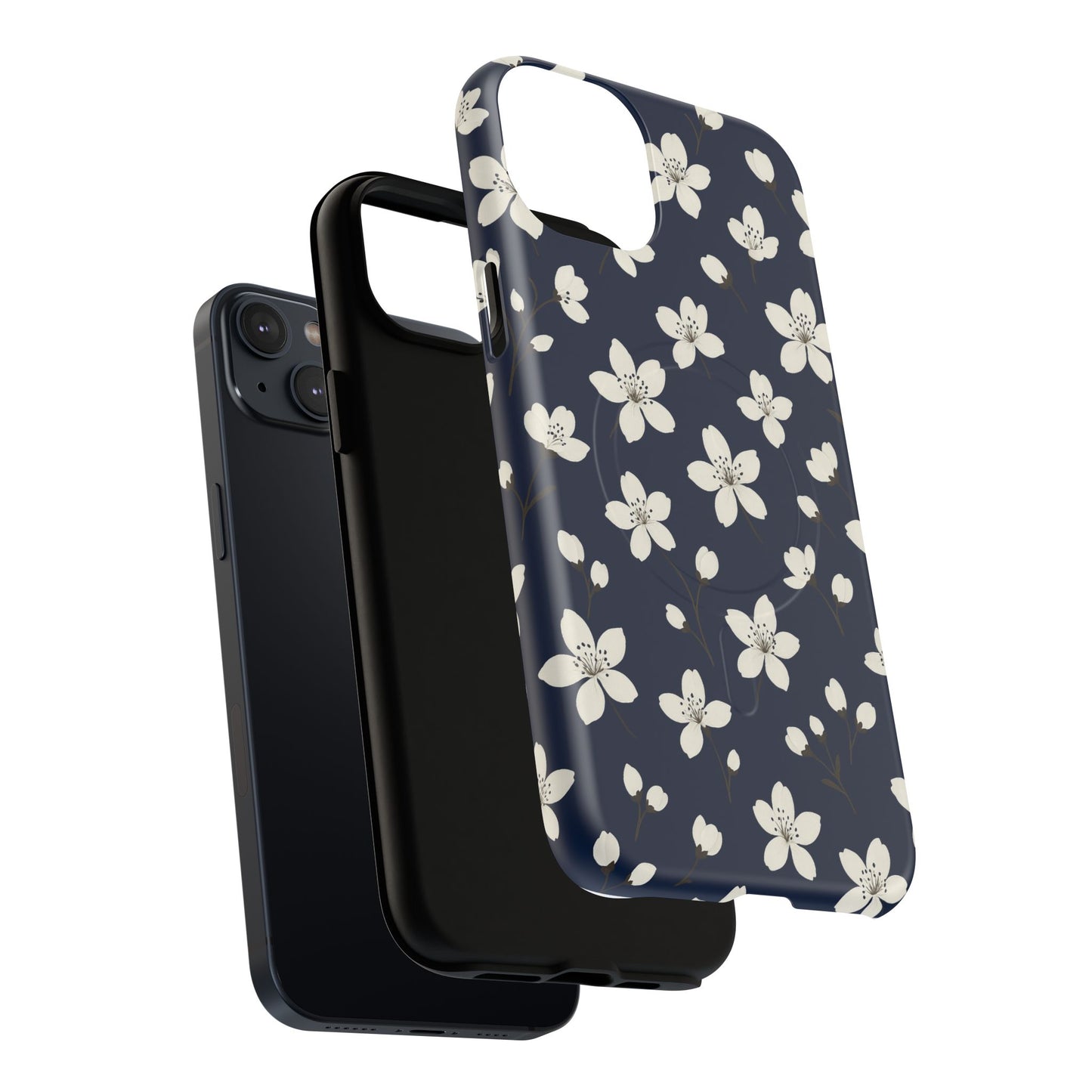 Navy Blossom Floral iPhone Case | MagSafe