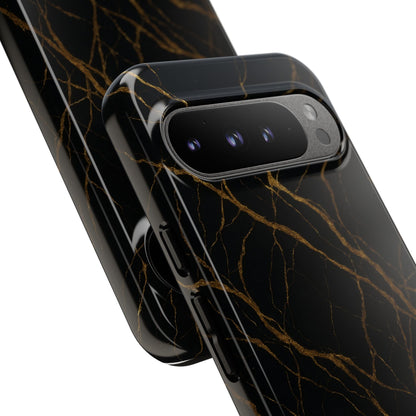 Black Marble Tough iPhone Case