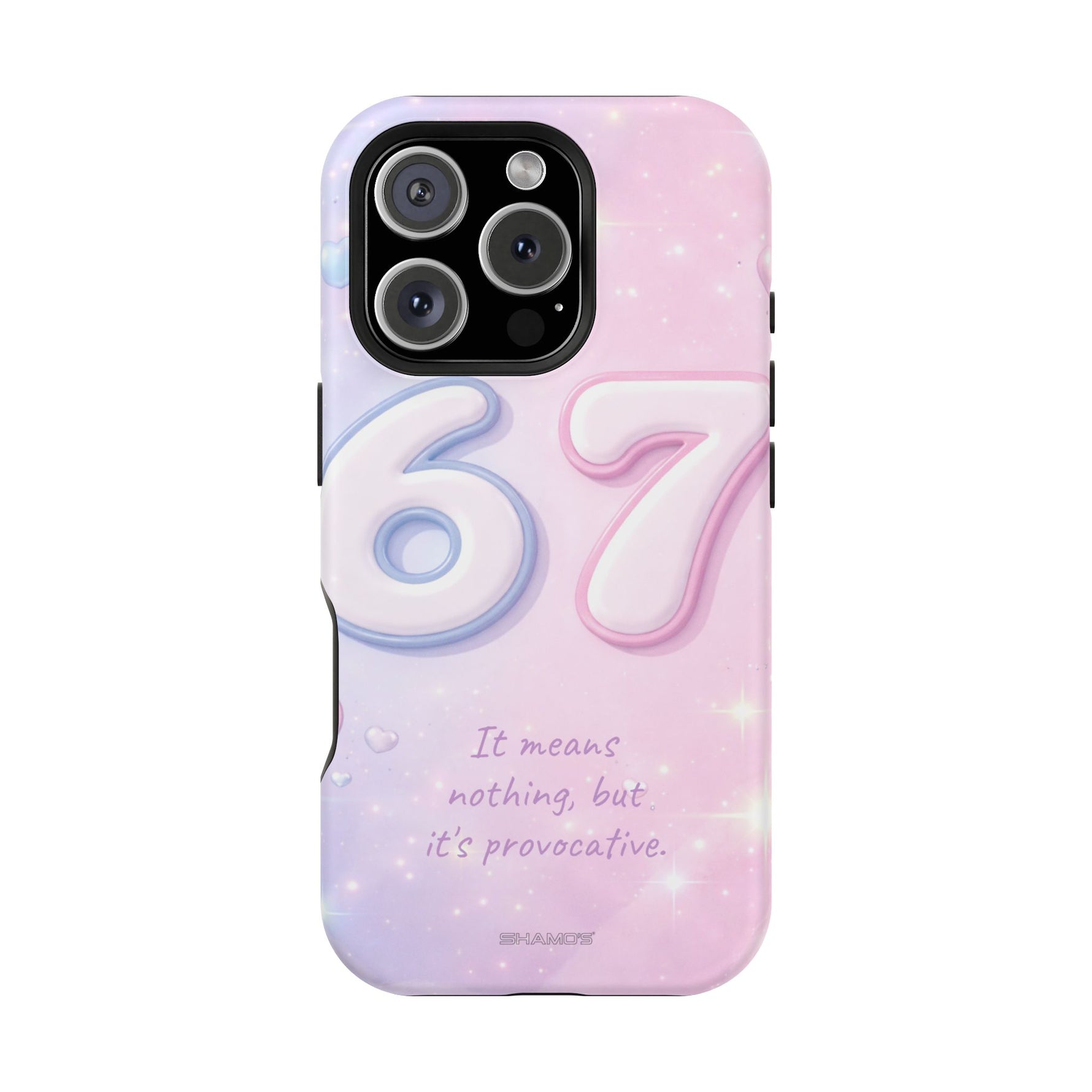 6 7 Viral TikTok Trend Pastel Aesthetic Magnetic Impact-Resistant iPhone Case, Personalizable Text and MagSafe Compatible