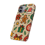 Holiday Pattern Slim iPhone Case — Gingerbread, Santa Hat & Gifts Holiday Design  Shamo's