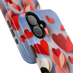 3D Paper Hearts Valentine Love iPhone Case with MagSafe Compatibility, Personalizable - iPhone 17 Pro Max / Glossy - Shamo's