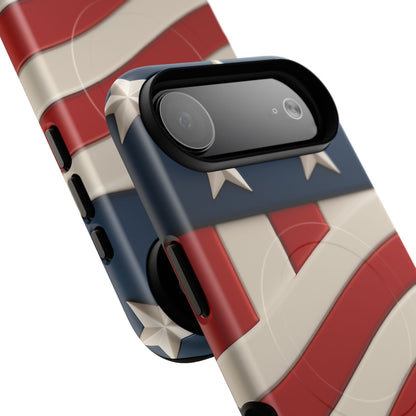 Patriotic iPhone Cases - MagSafe Tough American Flag Design