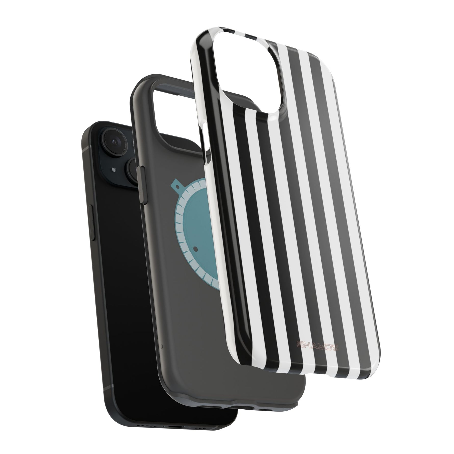 Striped MagSafe Compatible Magnetic Impact-Resistant Phone Case | Black & White Vertical Stripe (Noir Blanc) - iPhone 17 / Glossy - Shamo's