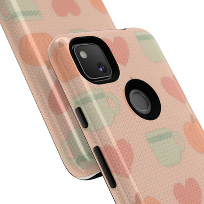 Autumn Cozy iPhone Case – Pumpkin, Heart & Coffee Cup Pattern