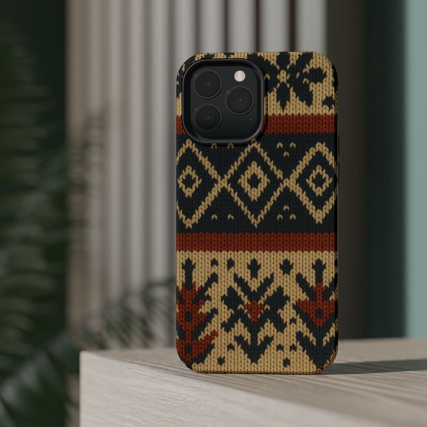 Nordic Knit Pattern MagSafe Impact-Resistant iPhone Case