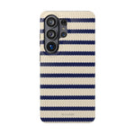Navy & Cream Ribbed Holiday Sweater Design iPhone Case with MagSafe compatibility