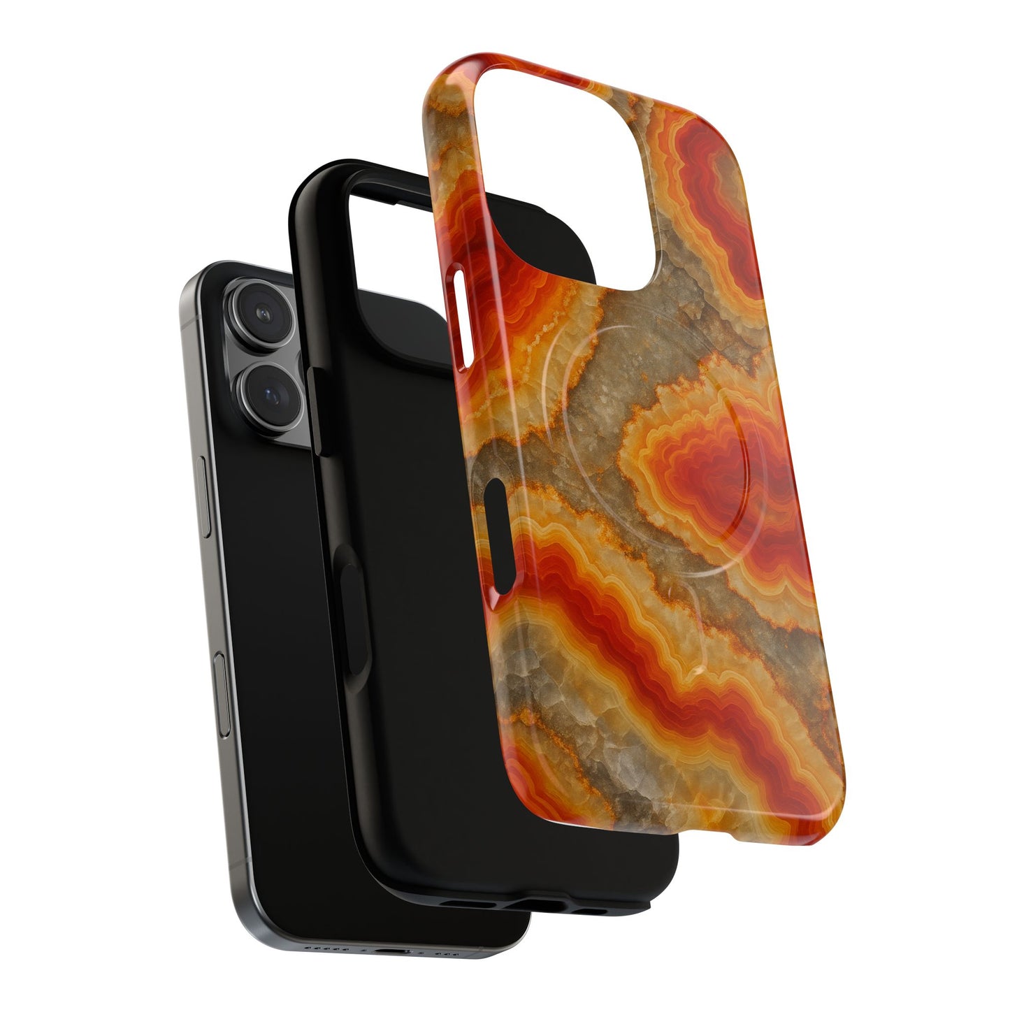 Agate Glow Marble iPhone Case Orange Geode Stone Design with MagSafe