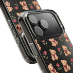 Romantic Teddy Bear Impact-Resistant Phone Case with Heart Design