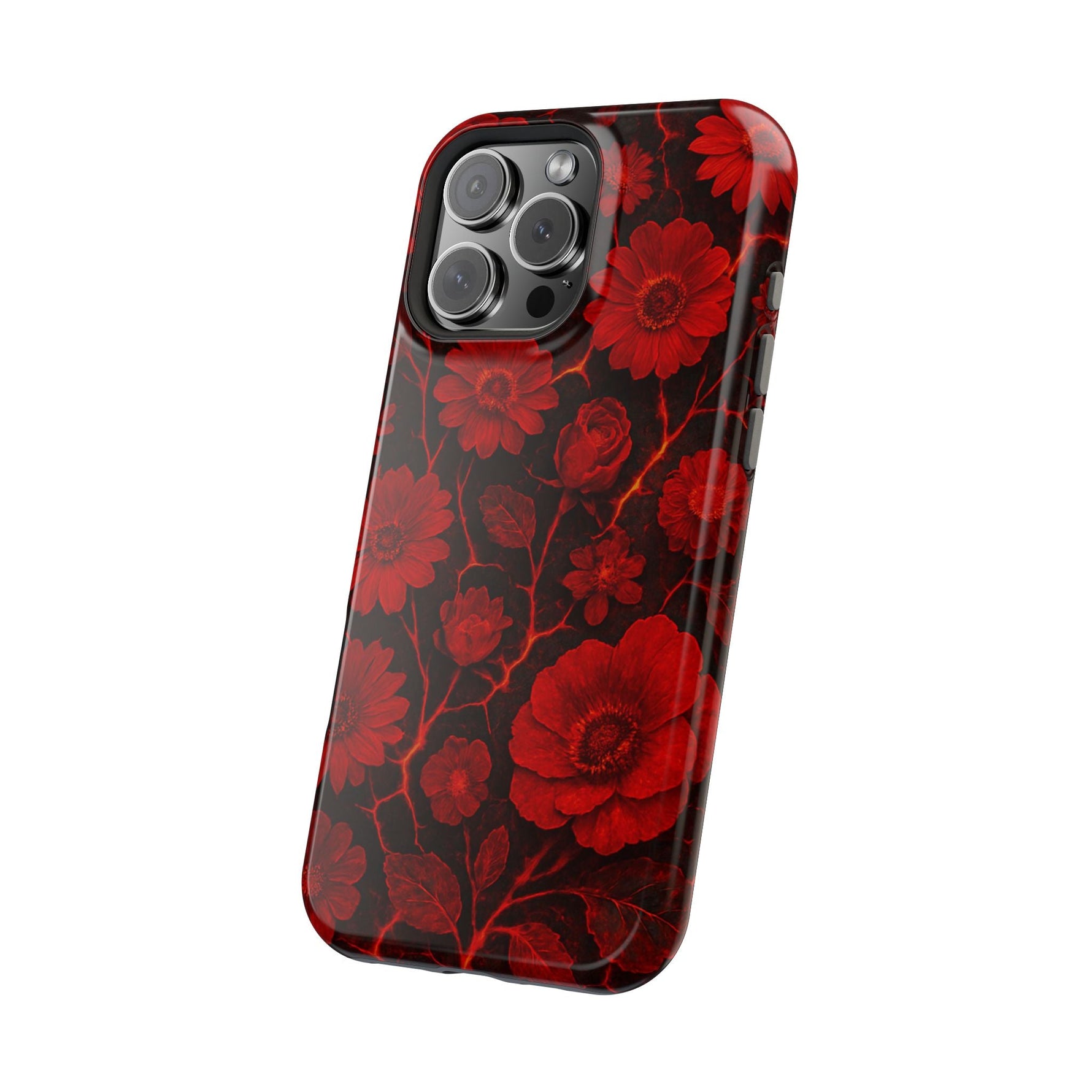 Melted Lava Dark Red Floral iPhone Case — MagSafe Compatible  Shamo's