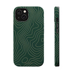 Topographic Green Magnetic Impact-Resistant iPhone Case | MagSafe compatible