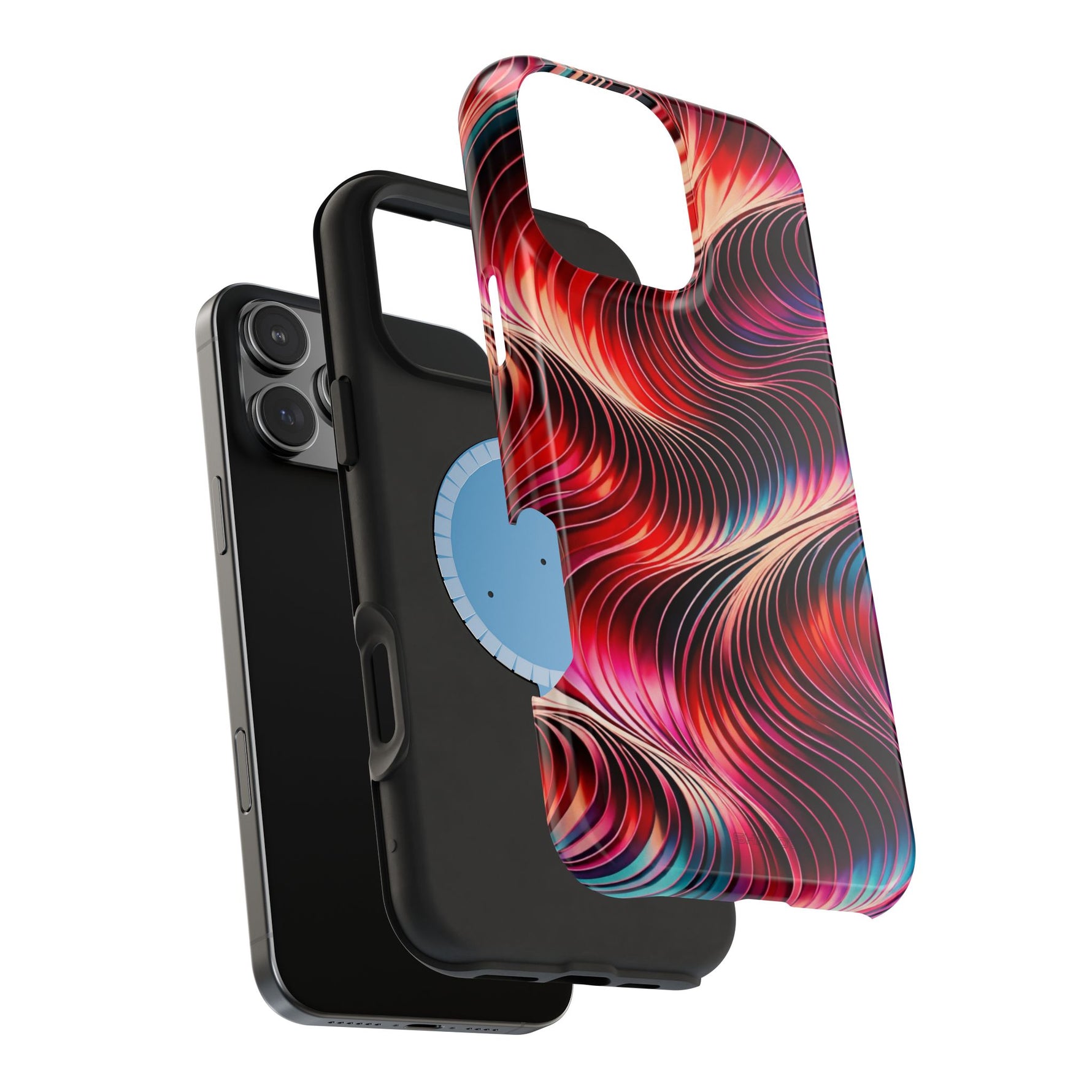 Abstract Red Wave Magnetic Impact-Resistant Phone Case | MagSafe