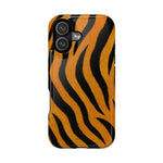 iPhone 12/12 Pro case with glossy orange and black tiger stripe animal print design