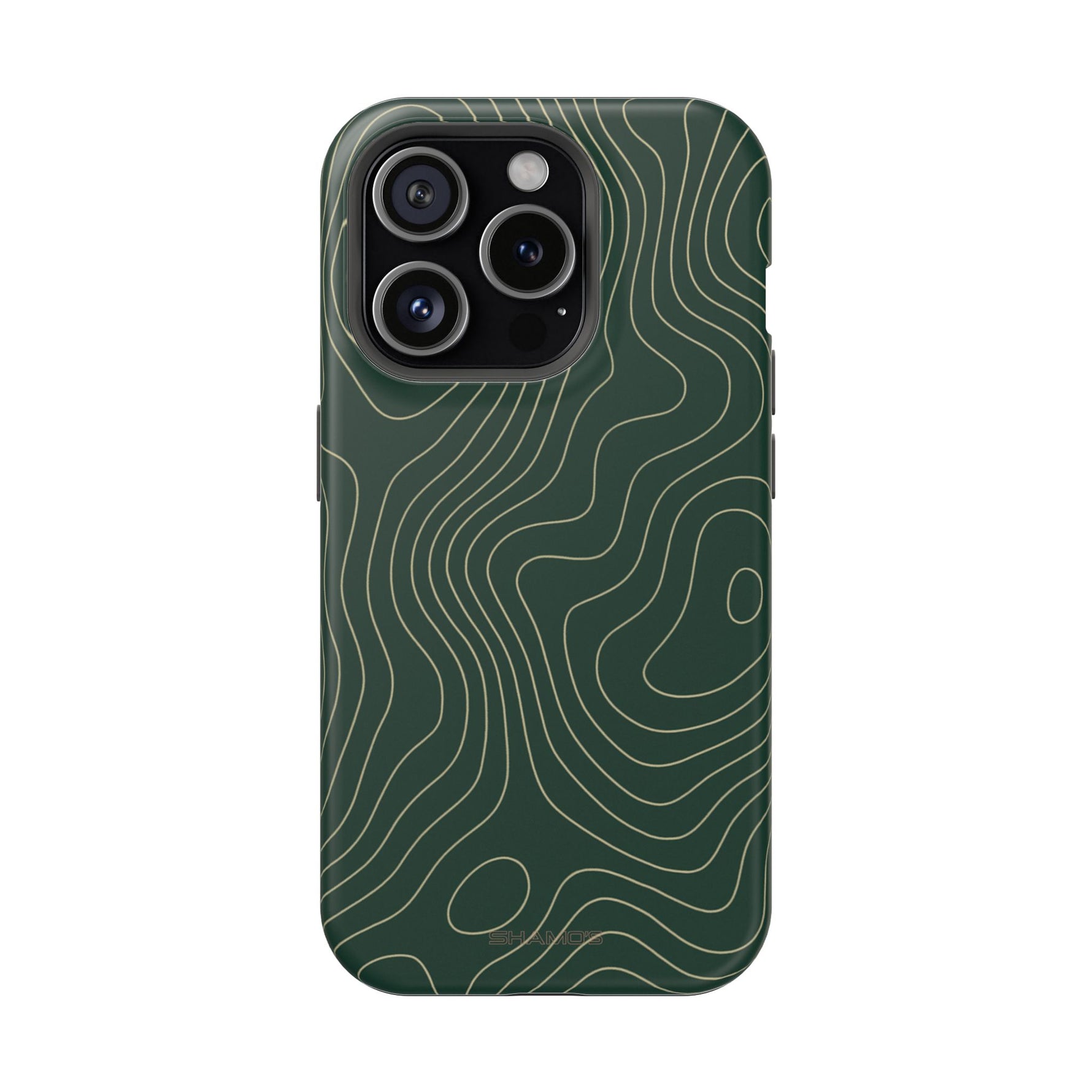 Topographic Green Magnetic Impact-Resistant iPhone Case | MagSafe compatible
