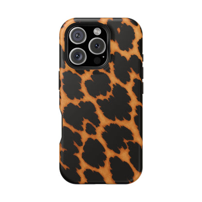 Leopard Print Impact-Resistant iPhone Case with MagSafe compatibility