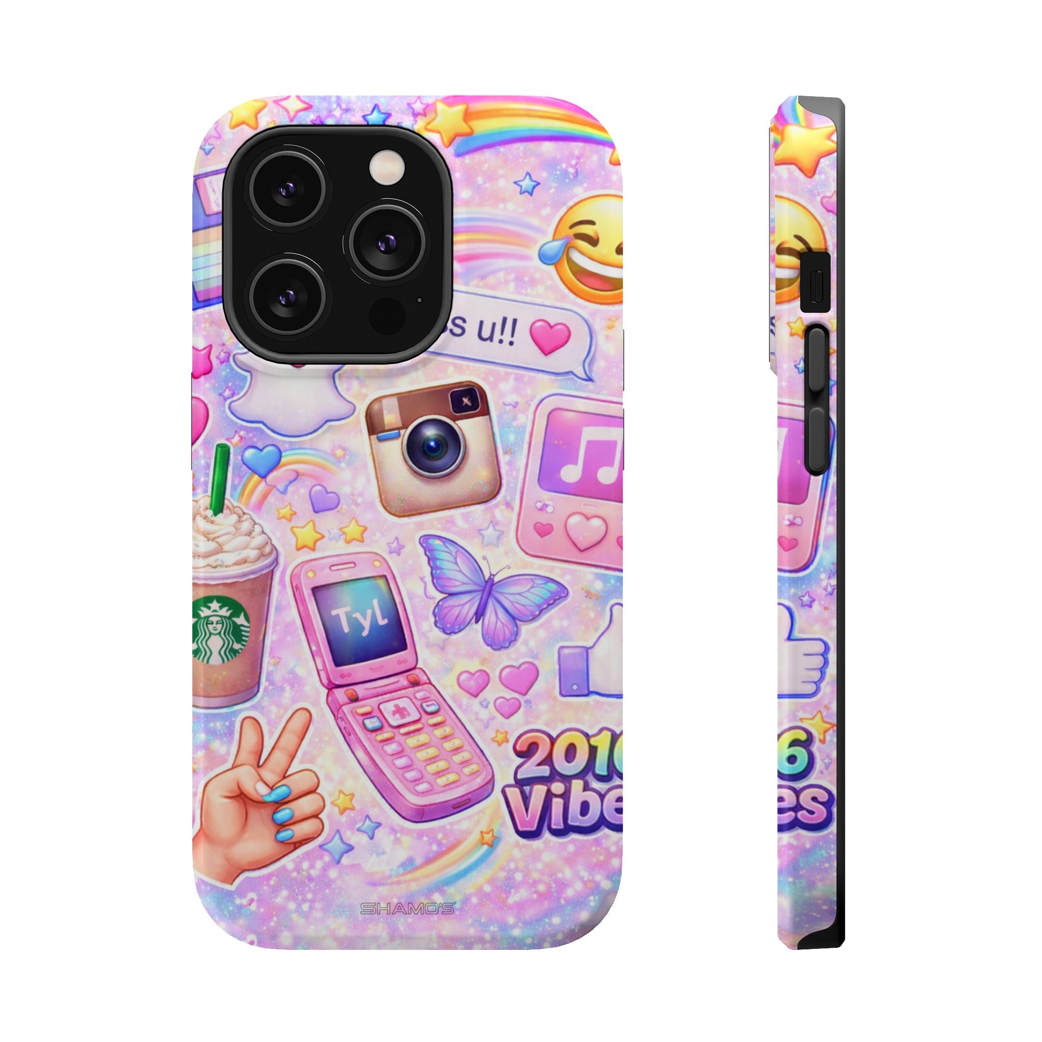 2016 Vibes Y2K Sticker Collage Magnetic Impact-Resistant iPhone Case with MagSafe Compatibility - iPhone 14 Pro / Glossy - Shamo's