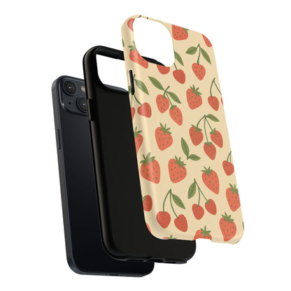 Strawberry Cherry Fruit Pattern iPhone Case | MagSafe Compatible