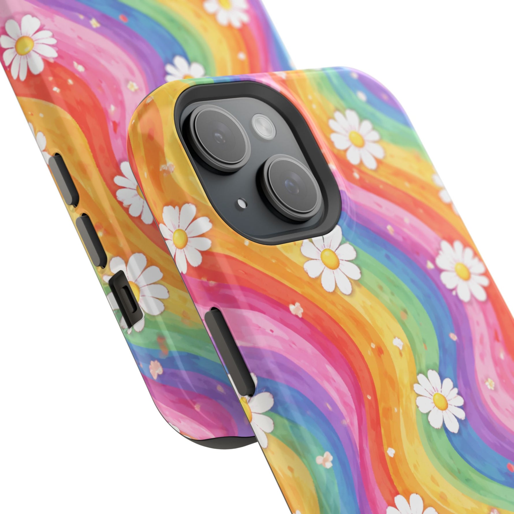 Rainbow Daisy Magnetic Impact-Resistant Phone Case with MagSafe Compatibility - iPhone 17 / Glossy - Shamo's