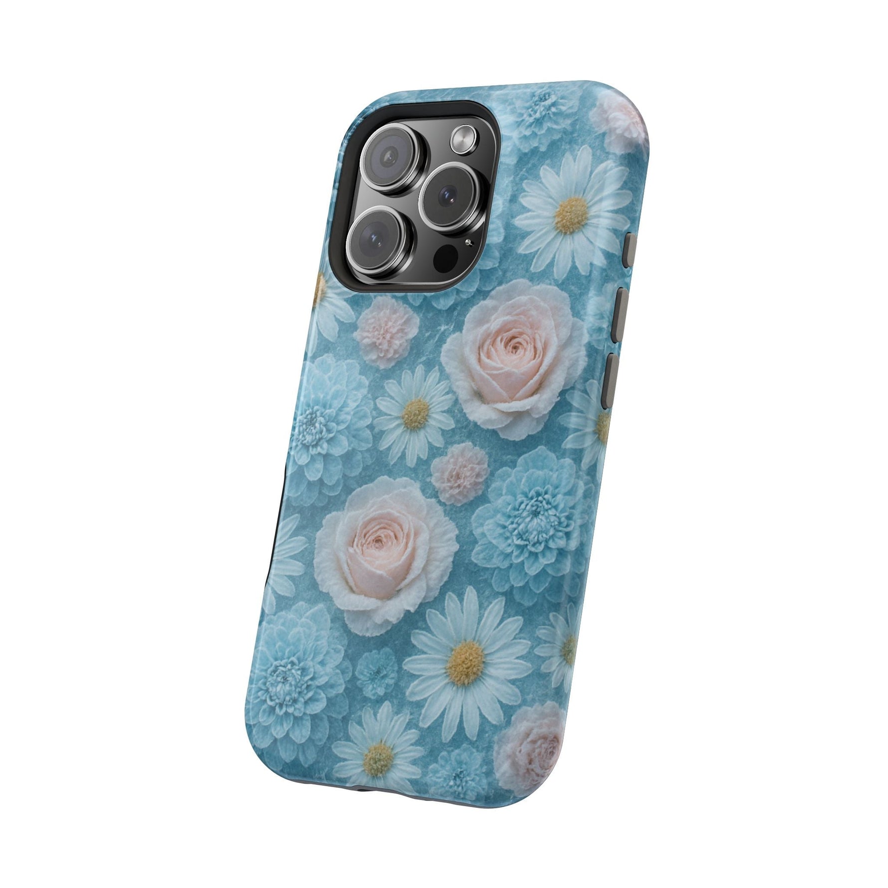 Frozen Floral Rose & Daisy Impact iPhone Case | MagSafe compatible  Shamo's