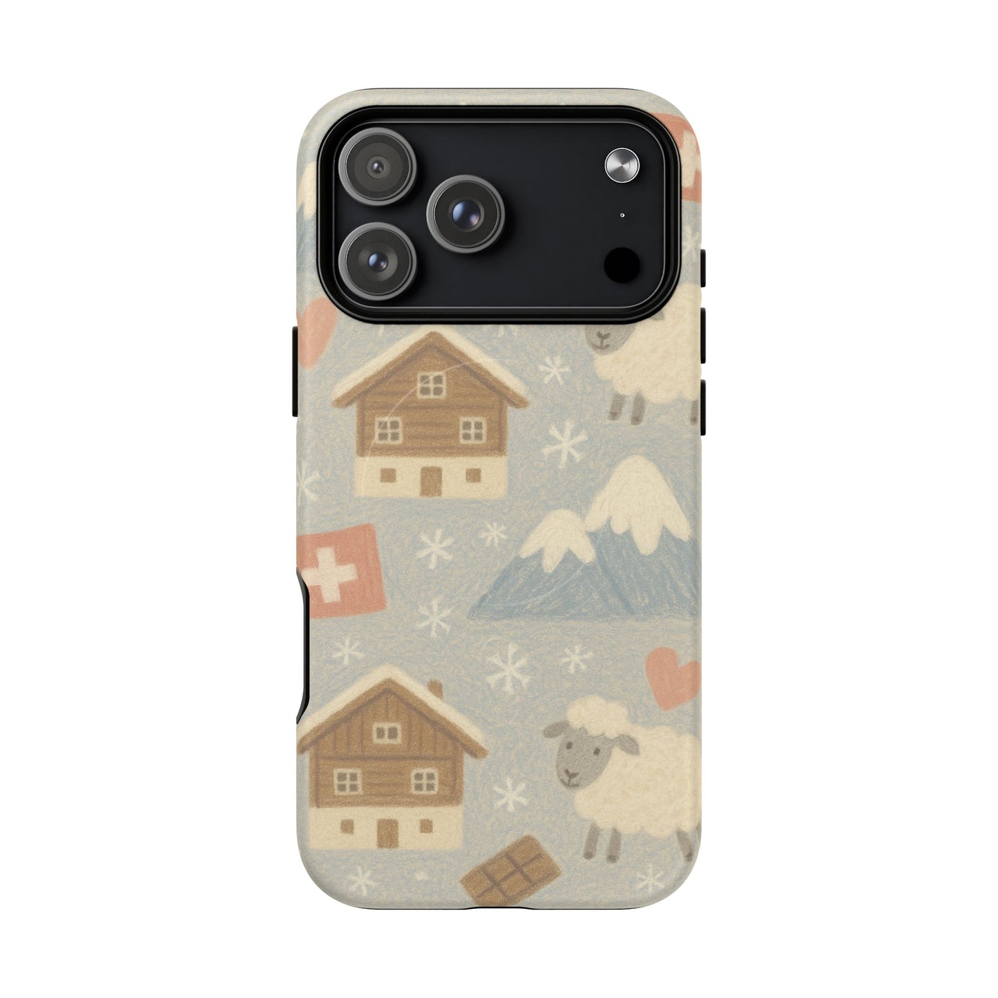 Swiss Chalet Sheep Pattern Tough MagSafe iPhone Case