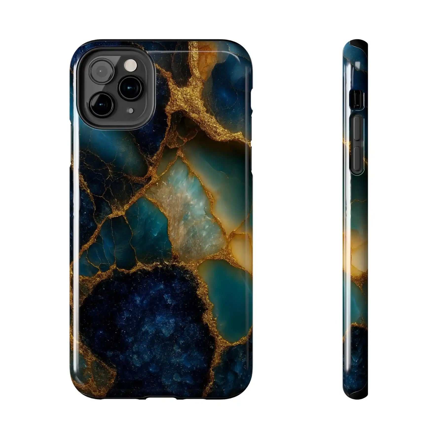 Blue Gold Agate Tough Phone Case Marble Stone Design  Shamo's iPhone 11 Pro Max