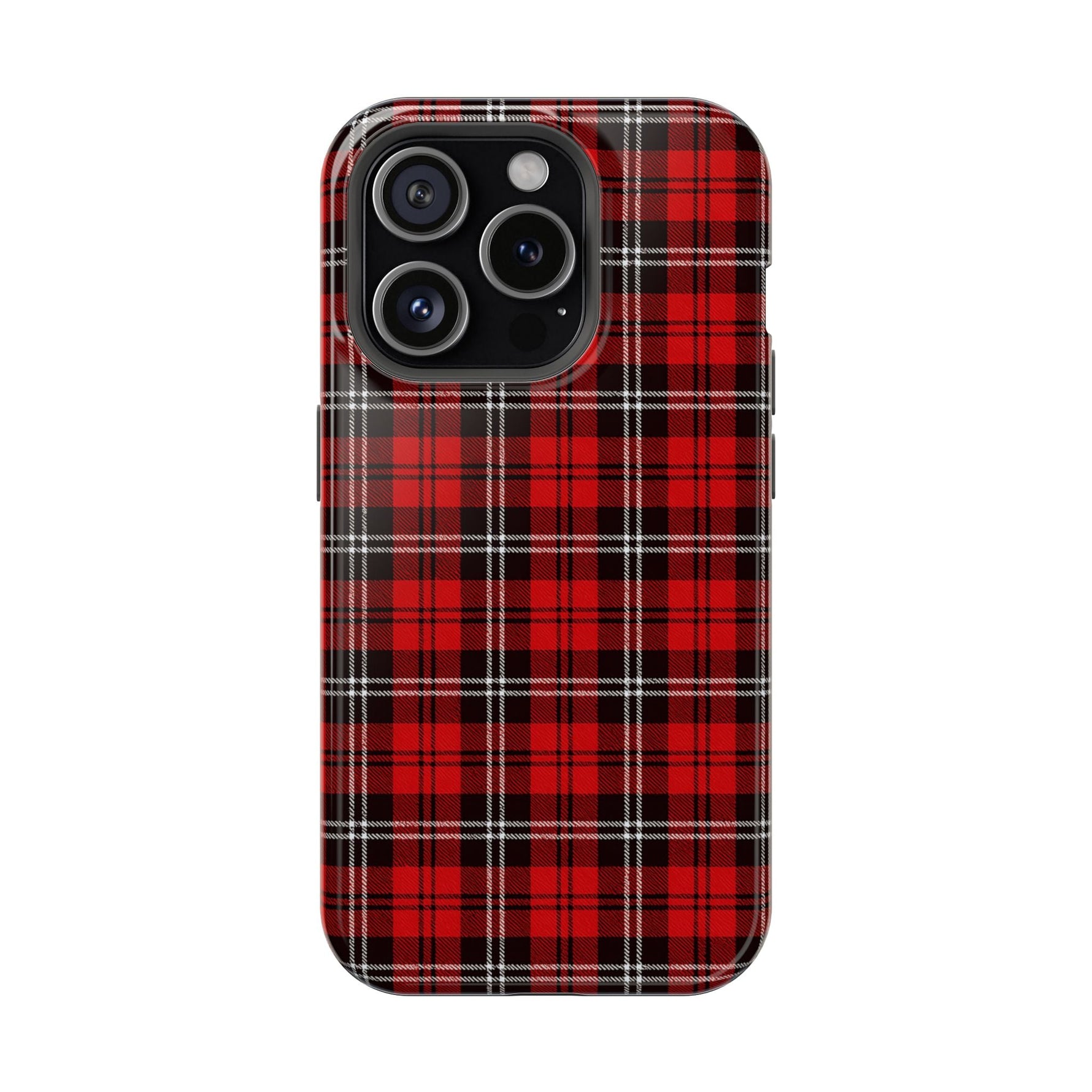 Red Tartan Plaid Impact-Resistant iPhone Case | MagSafe compatibility  Shamo's iPhone 15 Pro / Glossy