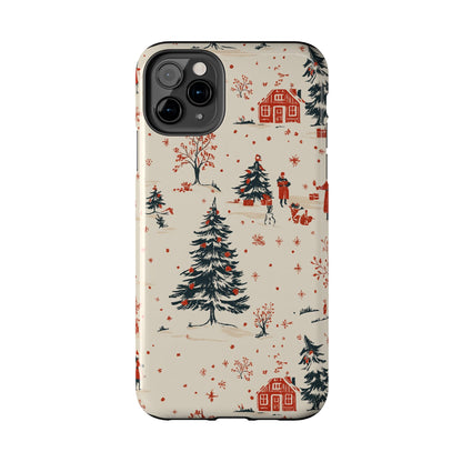Winter Village Holiday Tough iPhone Case — Vintage Holidays & Snow Scene