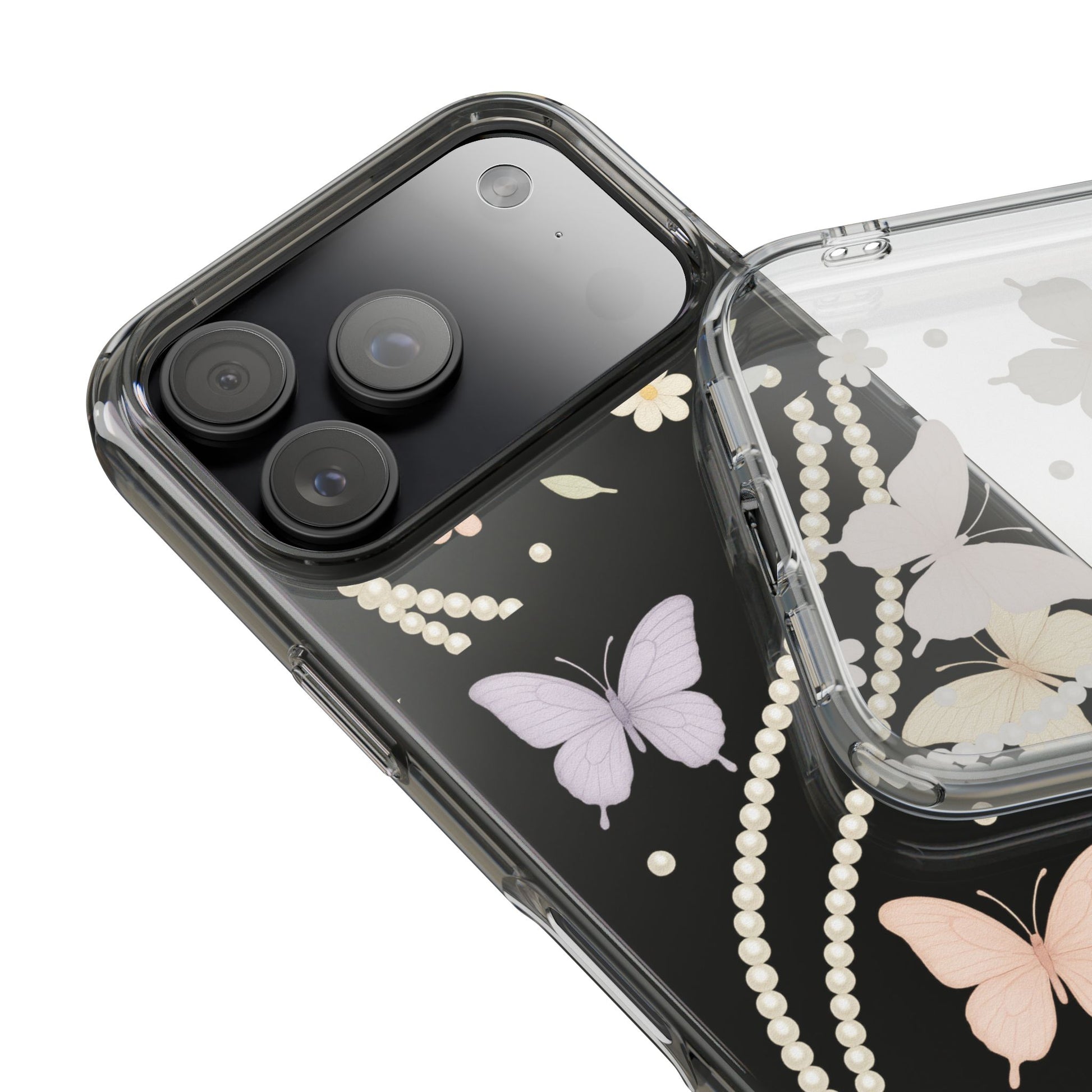 Butterfly Pearl Impact-Resistant Clear iPhone Case - Shamo's