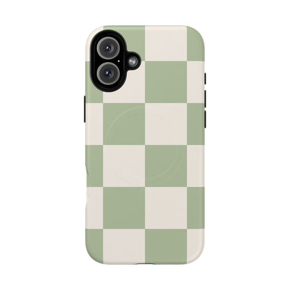 Sage Checkerboard Tough iPhone Case - Compatible with MagSafe