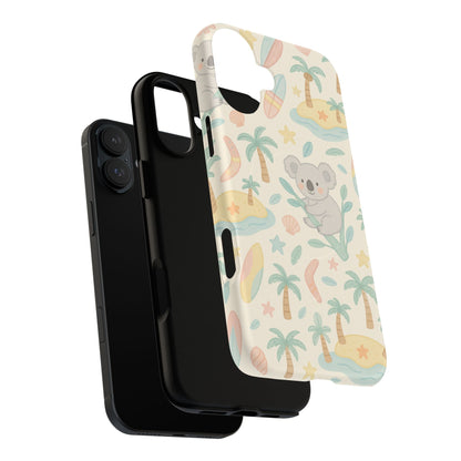 Australia Hand-Drawn Koala Beach iPhone Case — Cute Tropical Palm & Surf Print | with MagSafe