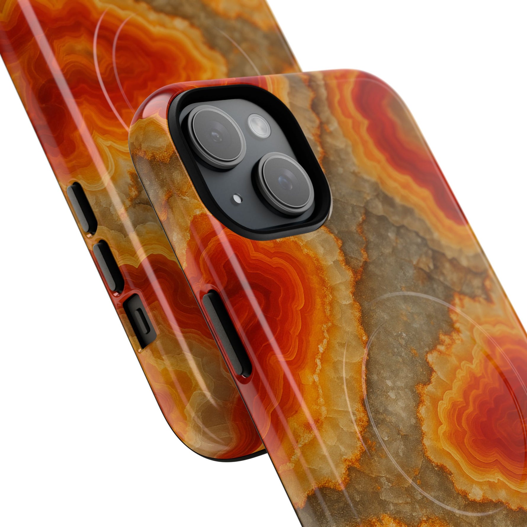 Agate Glow Marble iPhone Case Orange Geode Stone Design with MagSafe - Shamo's