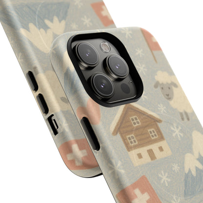 Swiss Chalet Sheep Pattern Tough MagSafe iPhone Case