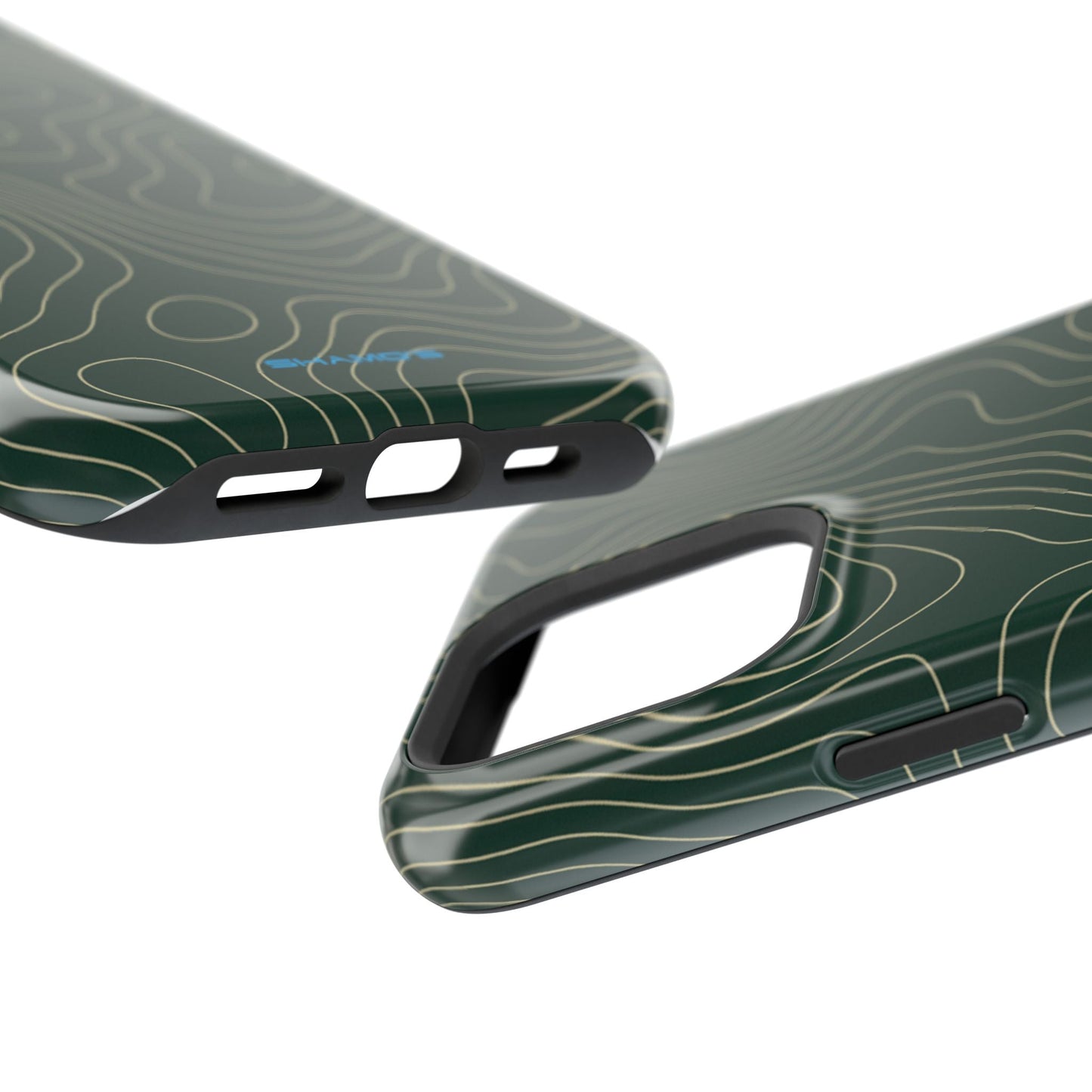 Topographic Green Magnetic Impact-Resistant iPhone Case | MagSafe compatible  Shamo's