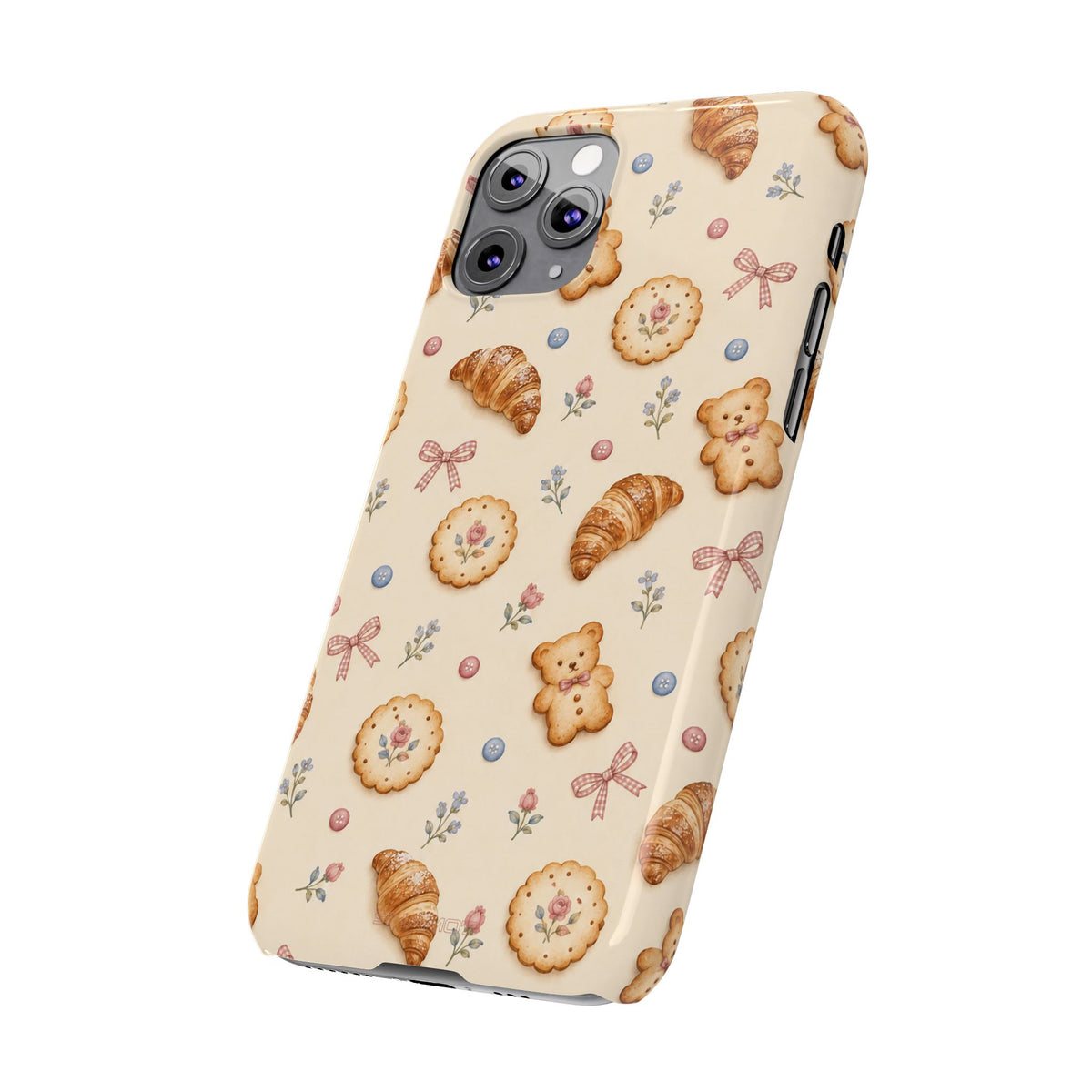 Slanke iPhone-hoes — knus bak- en teddybeerpatroon (recept, hert, knopen)