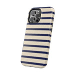 Navy & Cream Ribbed Holiday Sweater Design iPhone Case with MagSafe compatibility  Shamo's